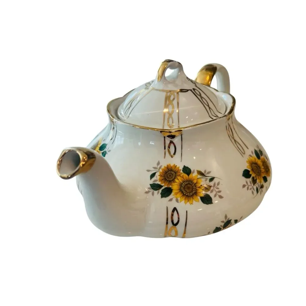 Vintage Ellgreave Genuine Ironstone Sunflower Teapot Wood & Sons England